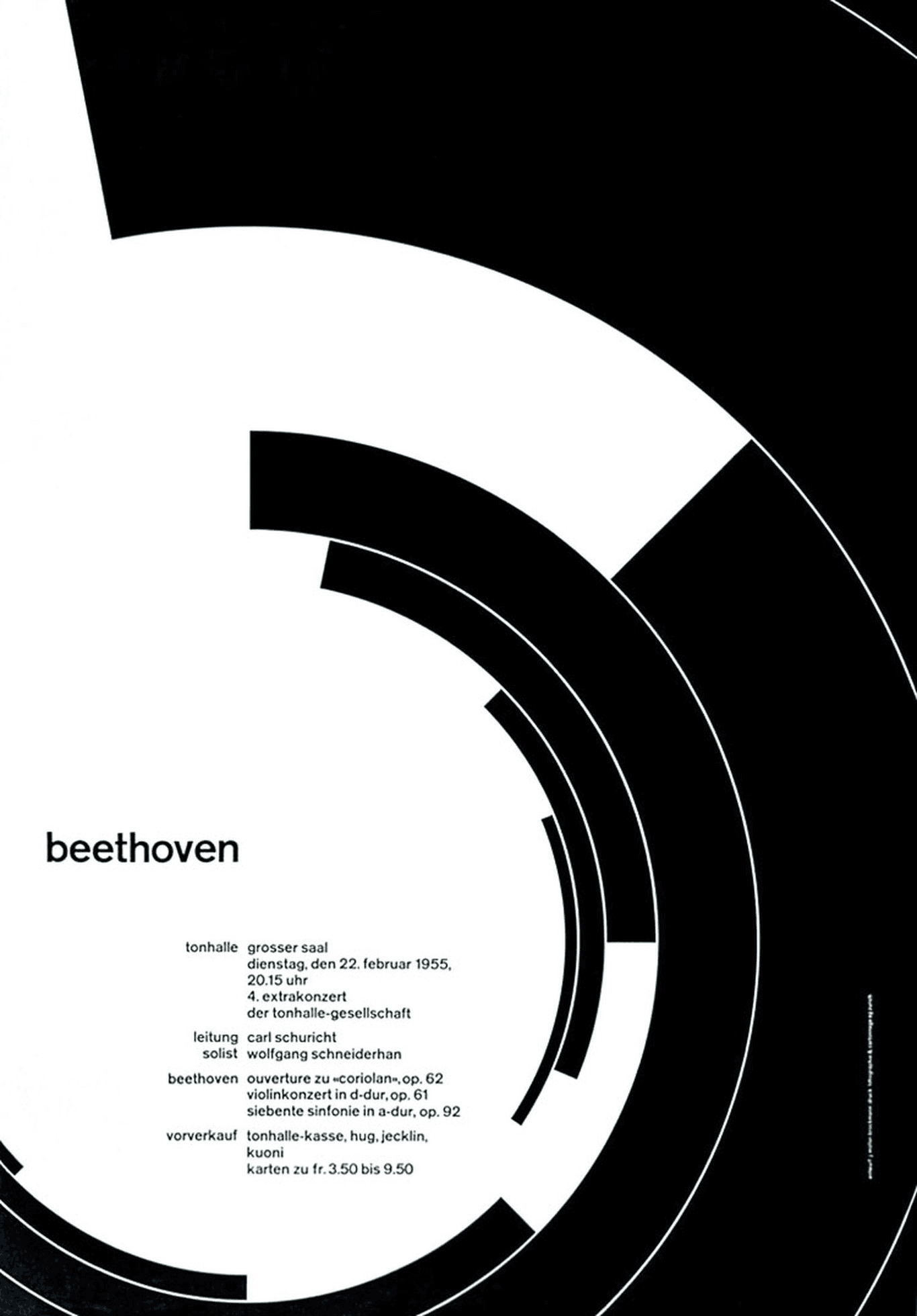 Beethoven concert poster for Tonhalle Zürich, Josef Müller-Brockmann, 1955