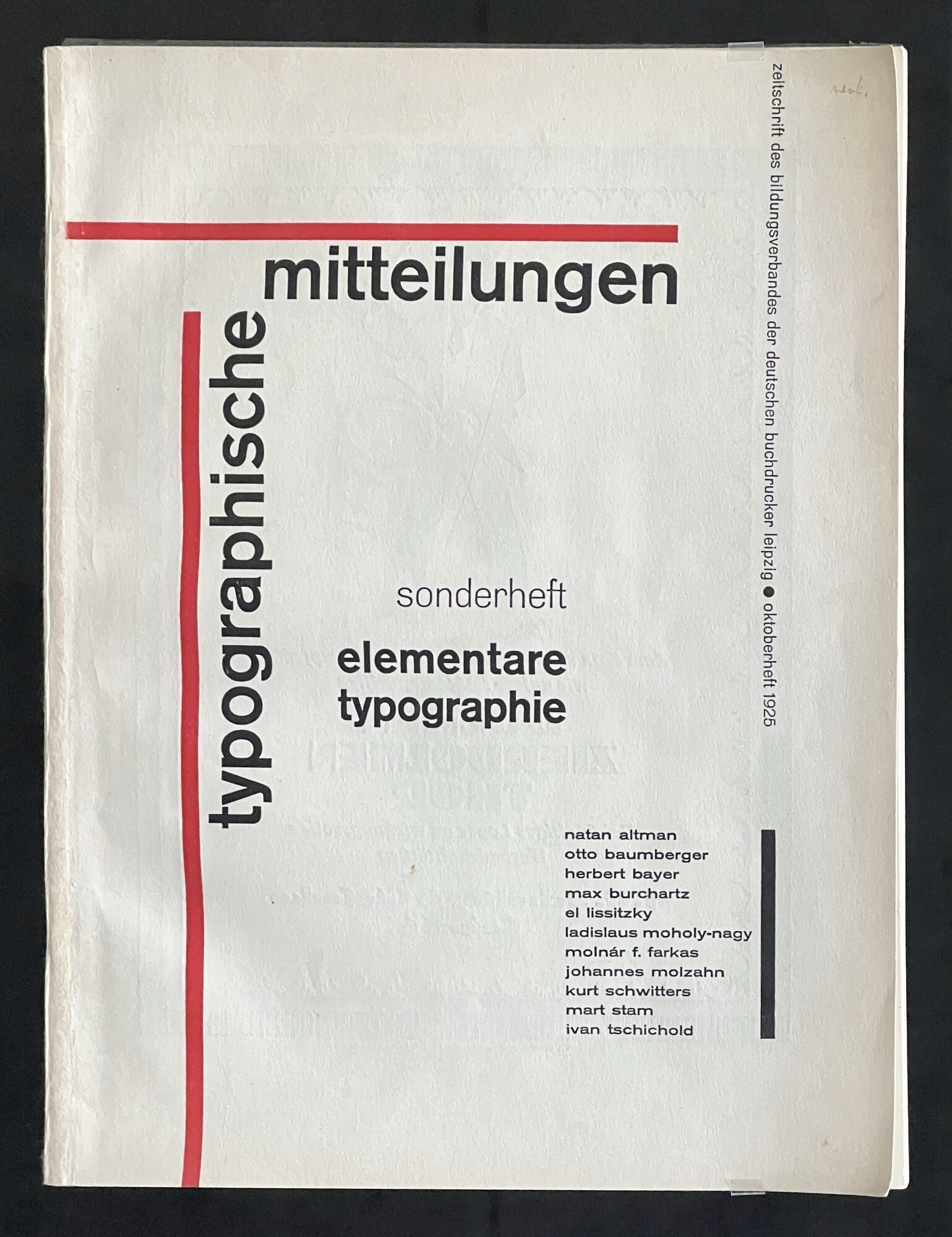 Elementare Typographie, 1925 — Typographische Mitteilungen special issue cover