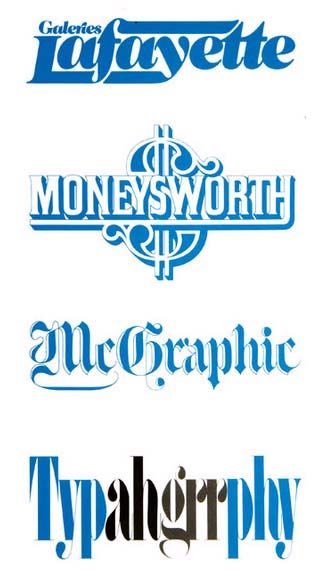 Herb Lubalin typographic logo designs — text-based graphic compositions