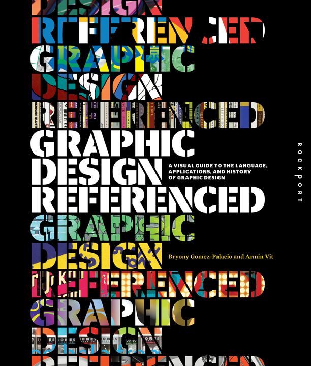 Graphic Design, Referenced book cover — bold typographic collage in black with colourful letterform samples, Rockport 2009