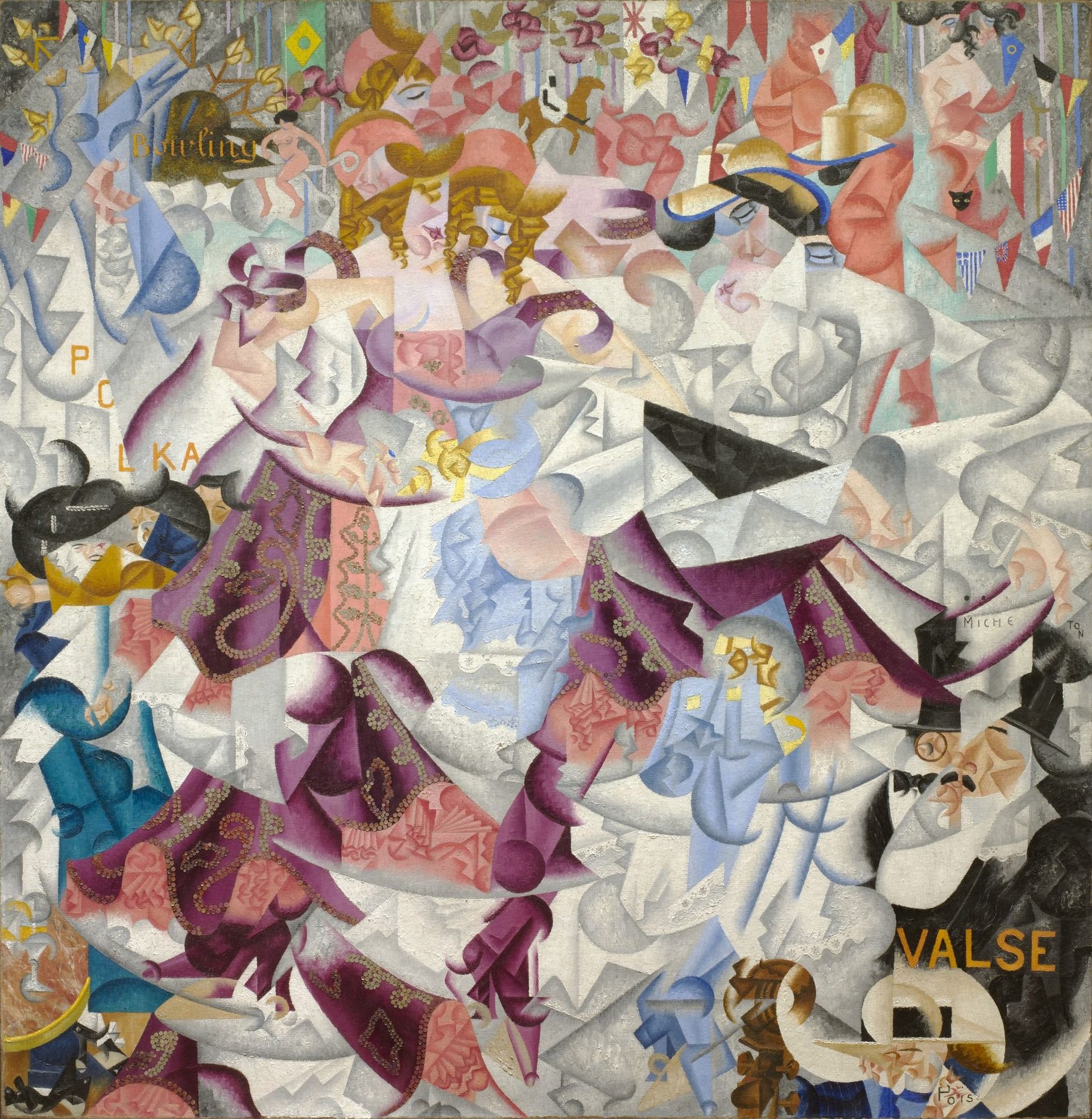 Gino Severini, Dynamic Hieroglyphic of the Bal Tabarin, 1912 — oil on canvas with sequins