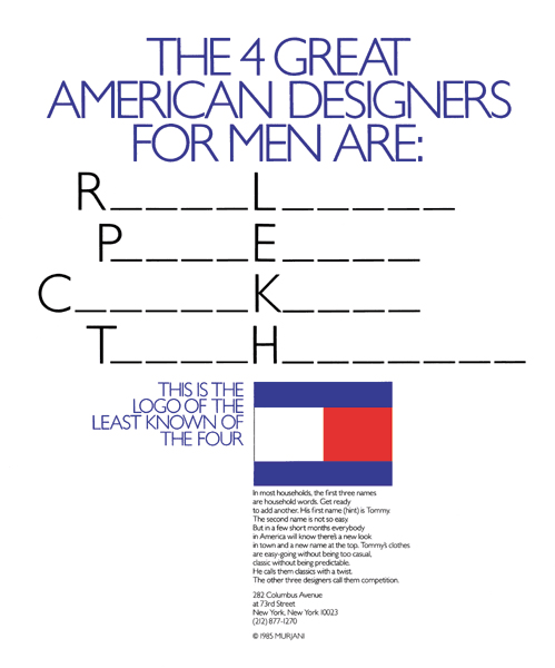 Tommy Hilfiger introduction campaign, 1985