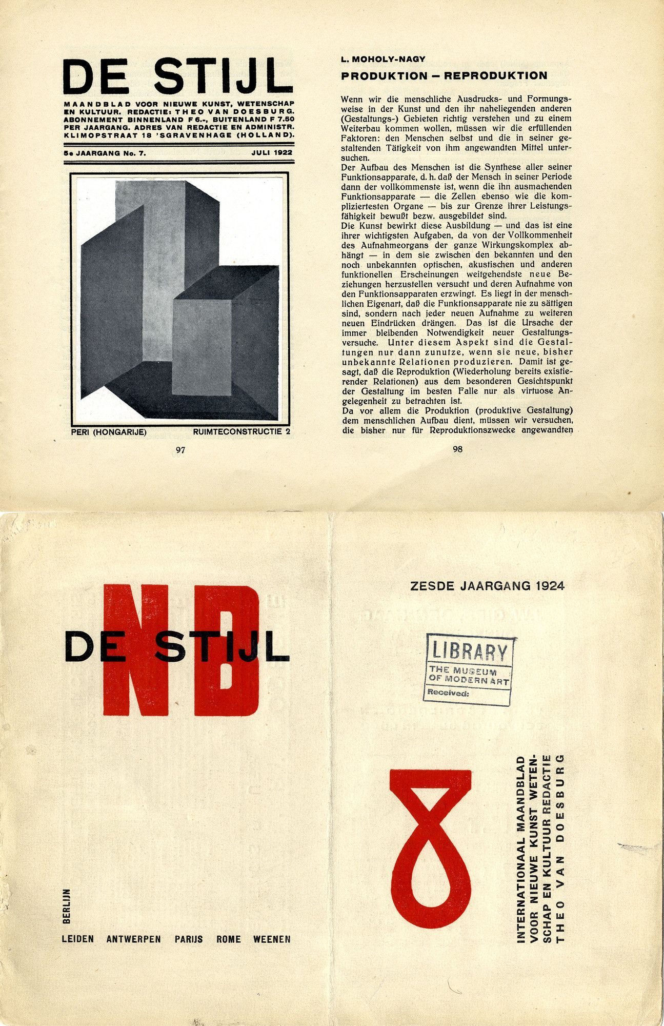 De Stijl journal, issue 1, October 1917