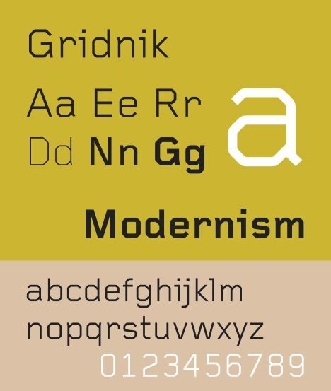 Gridnik typeface specimen, Wim Crouwel / The Foundry, 1974/1996