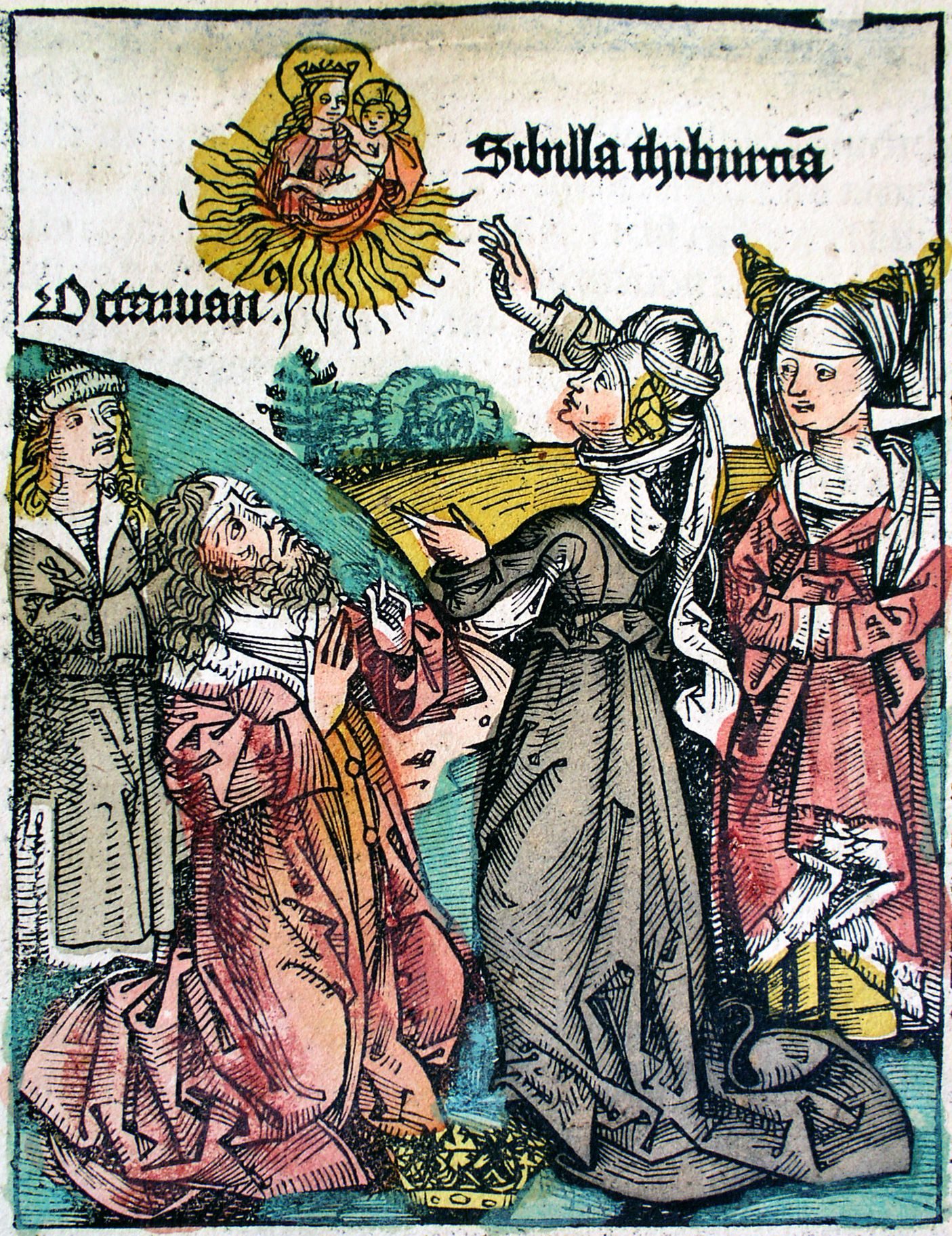 Tiburtine Sibyl page (folio XCIIIv) from the Nuremberg Chronicle, 1493, printed by Anton Koberger