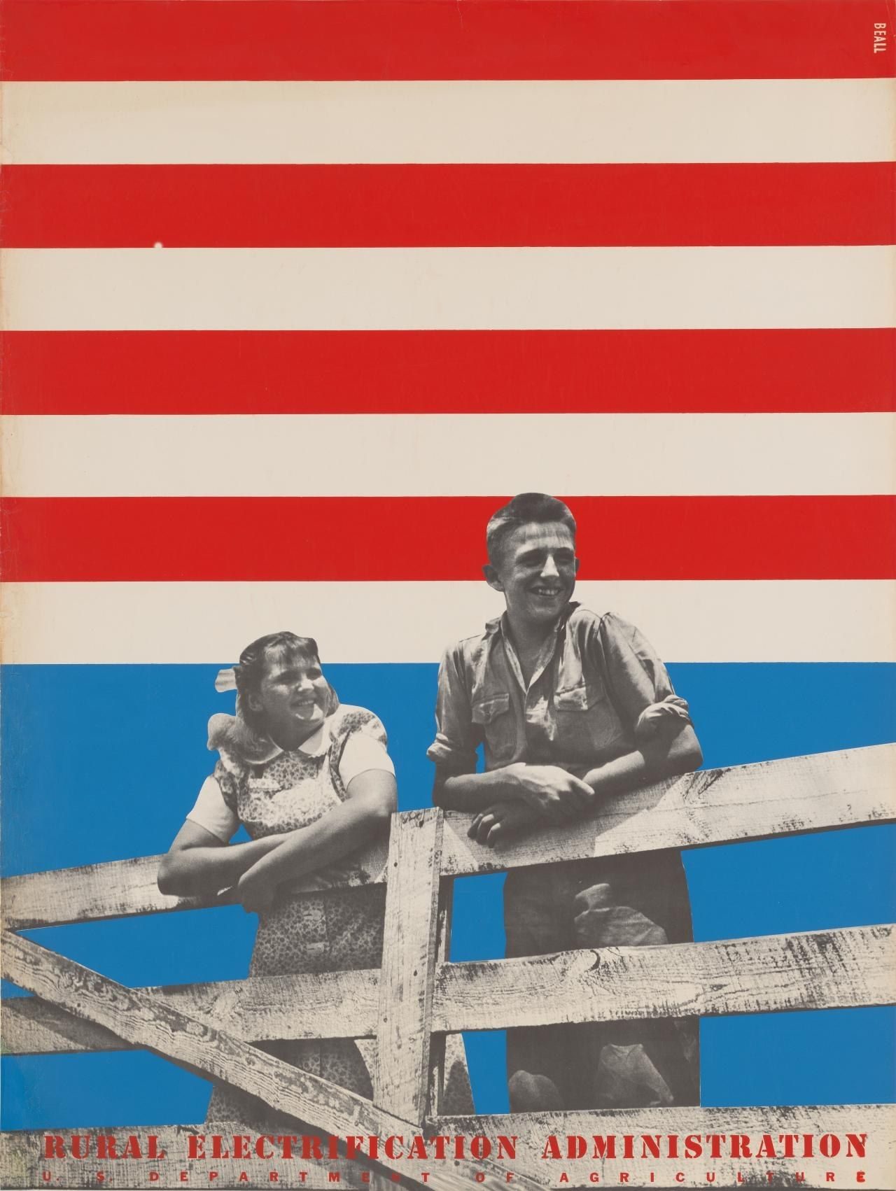 Boy and Girl on Fence, REA poster second series, 1939 — Lester Beall