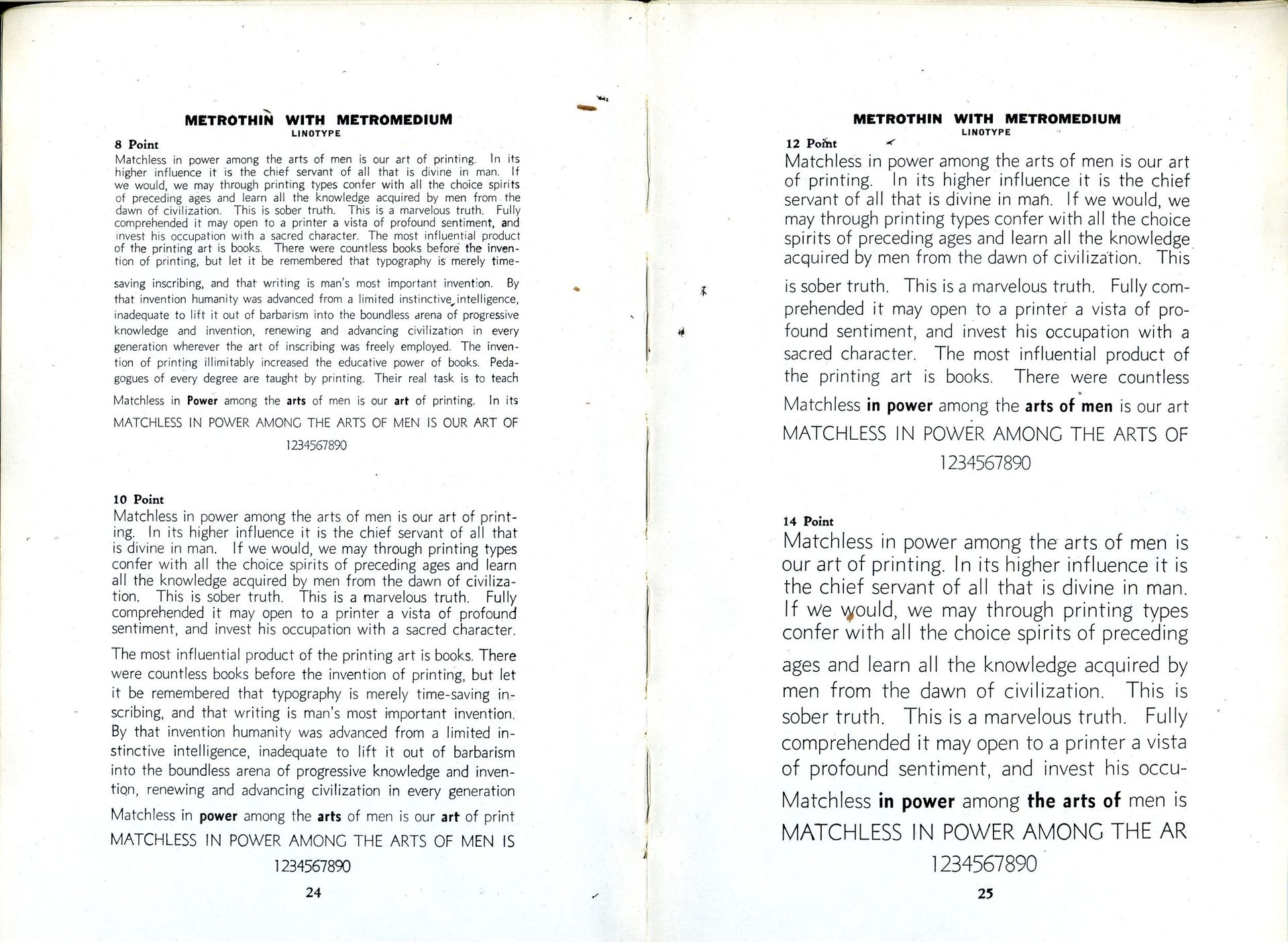 Metro type specimen, Mergenthaler Linotype, c. 1935