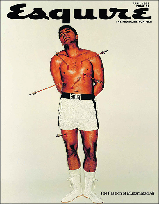 Muhammad Ali as Saint Sebastian Esquire cover, April 1968