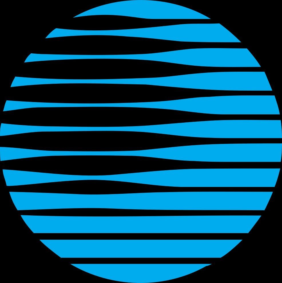 AT&T globe mark (1983) by Saul Bass — striped sphere in 12 horizontal bands