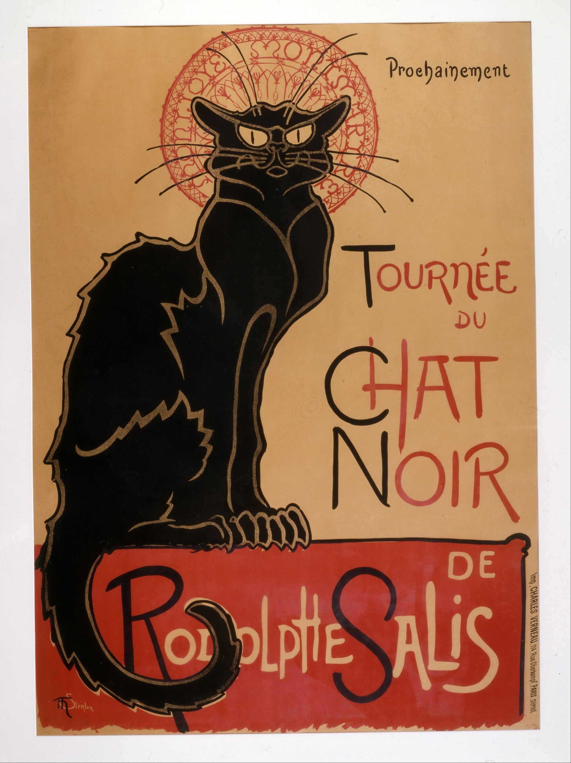 Théophile Steinlen, Tournée du Chat Noir, 1896 — colour lithograph