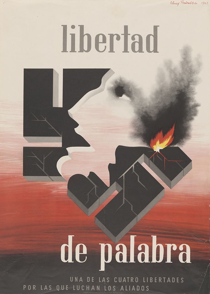 Libertad de Palabra (Freedom of Speech), WWII Four Freedoms poster, 1942, Alexey Brodovitch