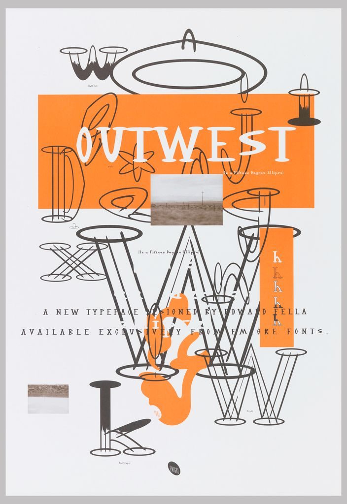 Ed Fella, OutWest typeface specimen, 1993, Emigre