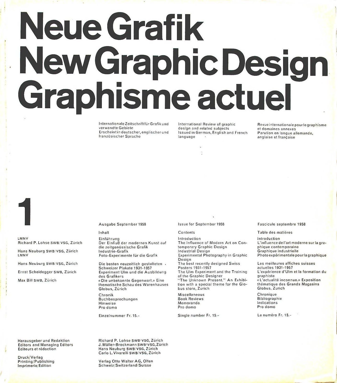 Neue Grafik journal cover, issue 1, 1958