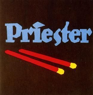 Lucian Bernhard, Priester Matches poster, 1906, two red matches on dark ground