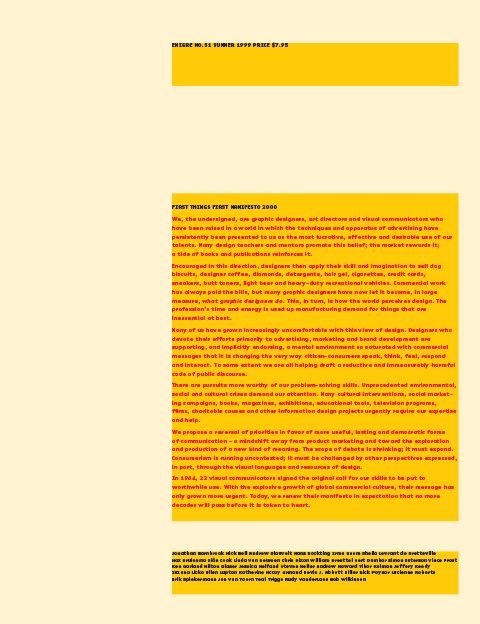 Emigre magazine no. 51, 1999 — First Things First 2000 manifesto issue