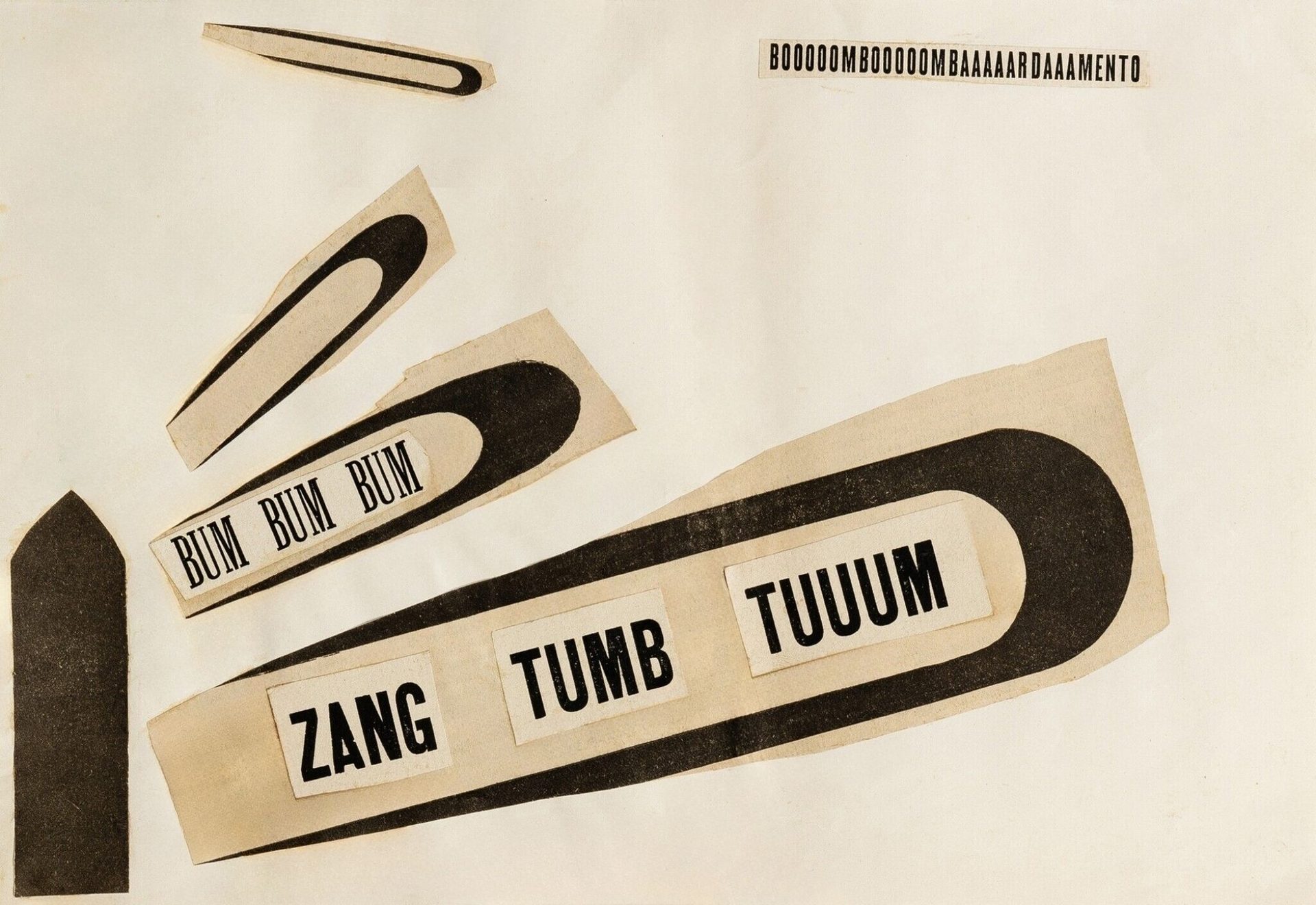 F.T. Marinetti, Zang Tumb Tumb, 1914 cover and interior typographic spread