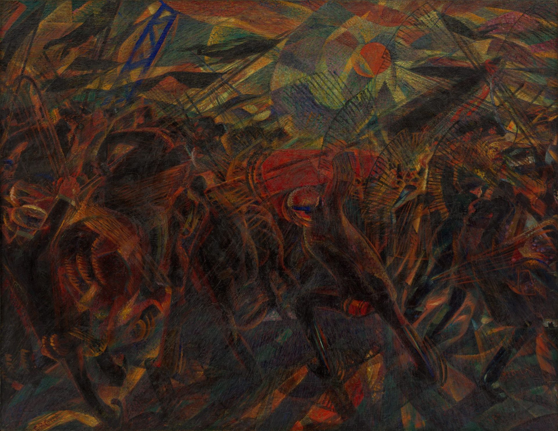 Carlo Carrà, Funeral of the Anarchist Galli, 1911 — oil on canvas