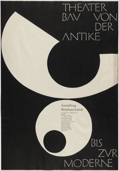 Theater Bau Von der Antike bis zur Moderne exhibition poster, 1955, by Armin Hofmann