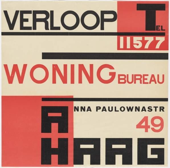 Piet Zwart, advertisement for Verloop Woning Bureau housing rental office, 1923