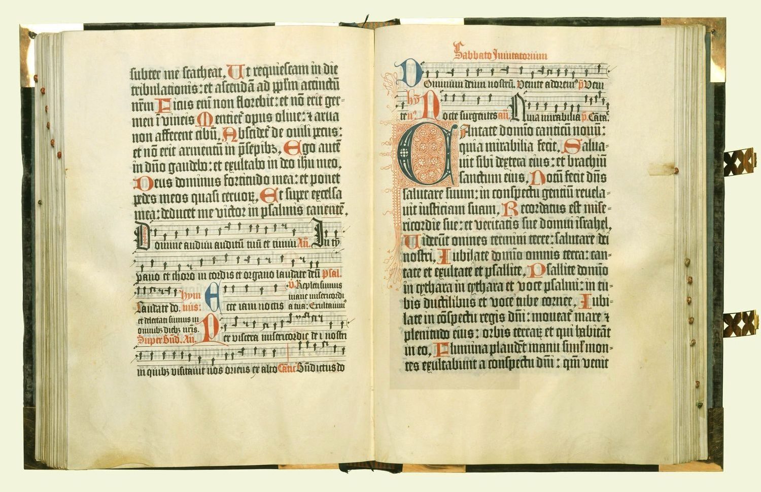 Detail from the Mainz Psalter (1457) showing two-colour printed initial