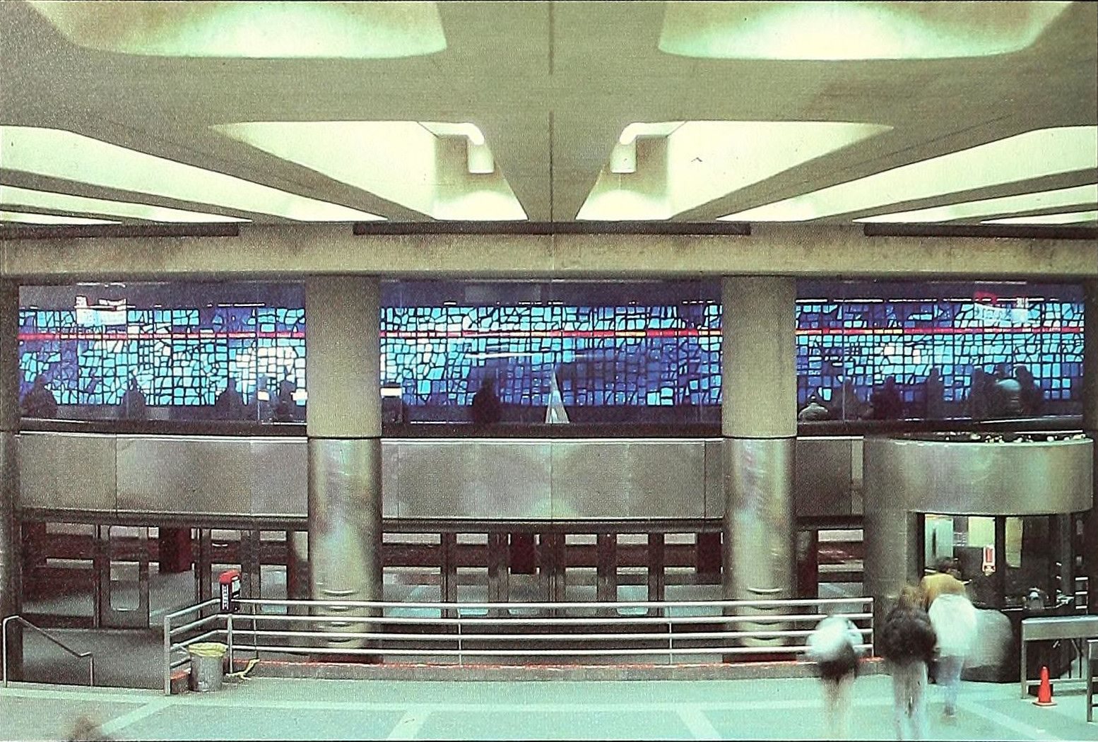 Blue Sky on the Red Line, illuminated public art installation by György Kepes at Harvard MBTA station, 1985