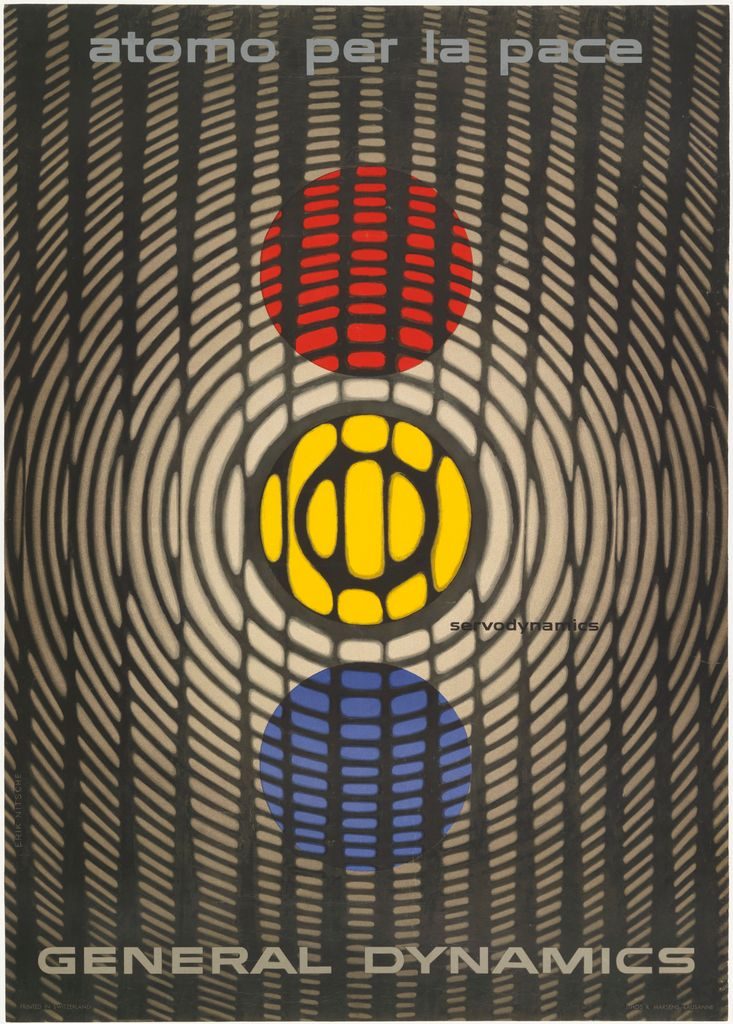 Atomo per la Pace — Servodynamics poster by Erik Nitsche for General Dynamics, Italian language