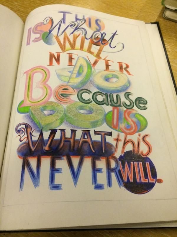 Ed Fella, sketchbook page, 1992, hand-drawn lettering