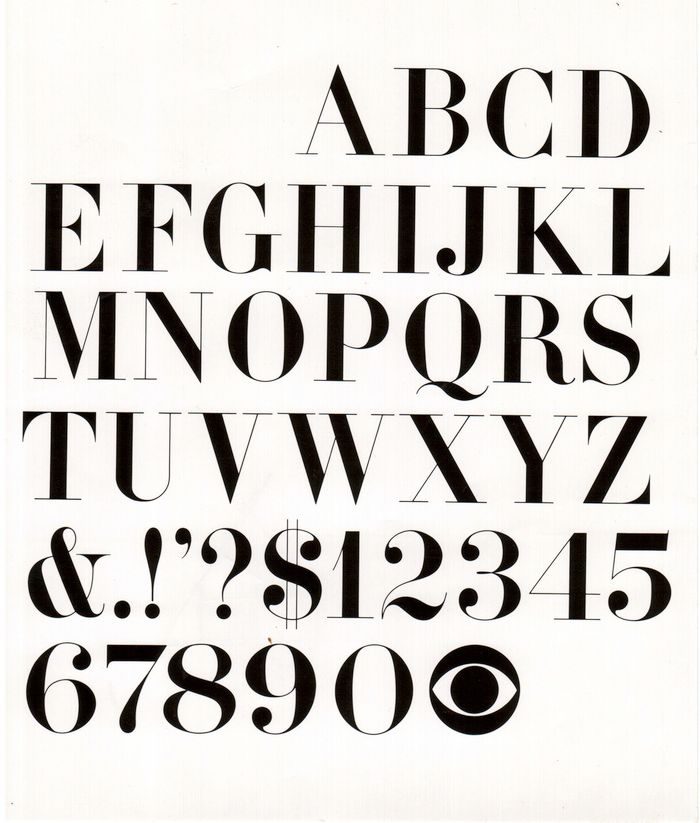 CBS identity materials from the 1960s set in CBS Didot, the bespoke Didone typeface commissioned by Lou Dorfsman