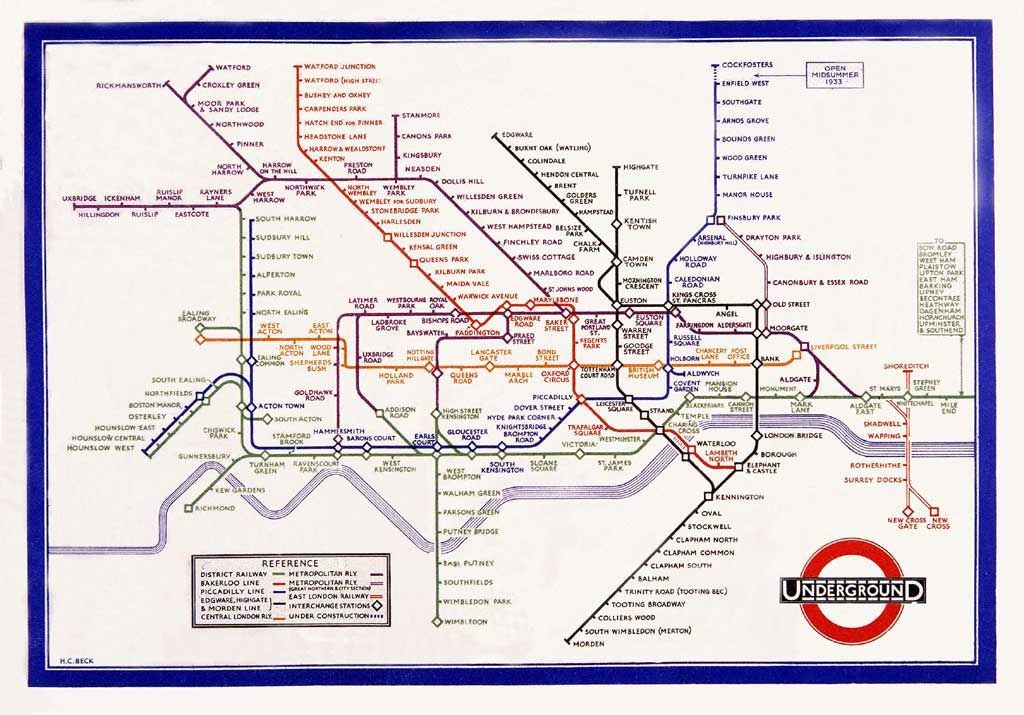 Harry Beck's first Tube Map, 1933