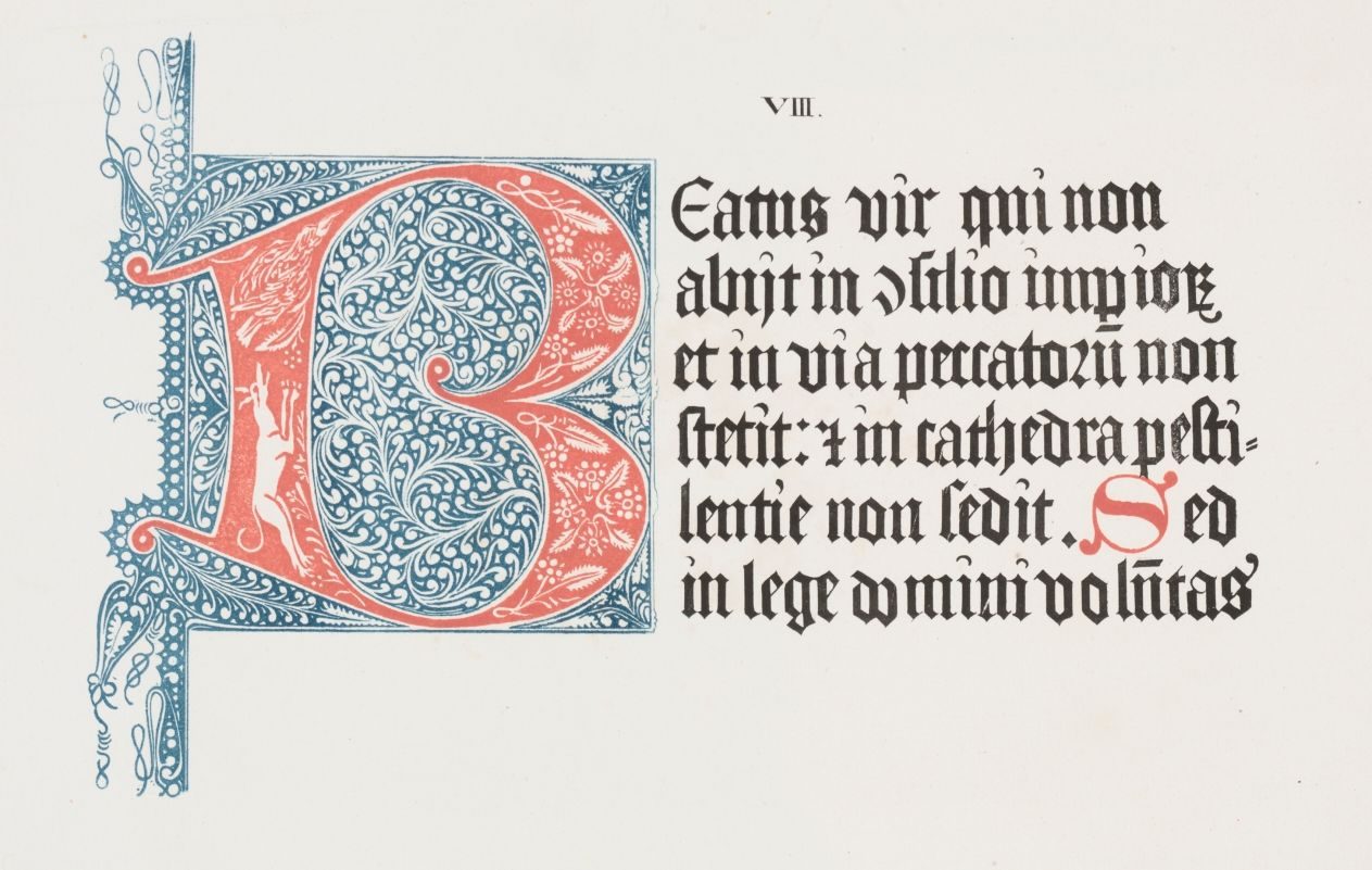 Alois Senefelder, Art of Lithography, Psalter Initial B, Plate VIII, c. 1818, lithograph on paper — an ornate illuminated initial B printed planographically